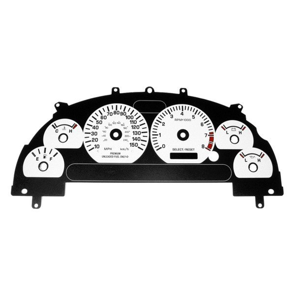 US Speedo® - Daytona Edition Gauge Face Kit with White Night Lettering Color, White, 150 MPH