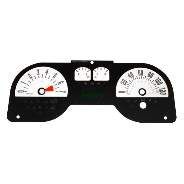 US Speedo® - Daytona Edition Gauge Face Kit with White Night Lettering Color, White, 120 MPH