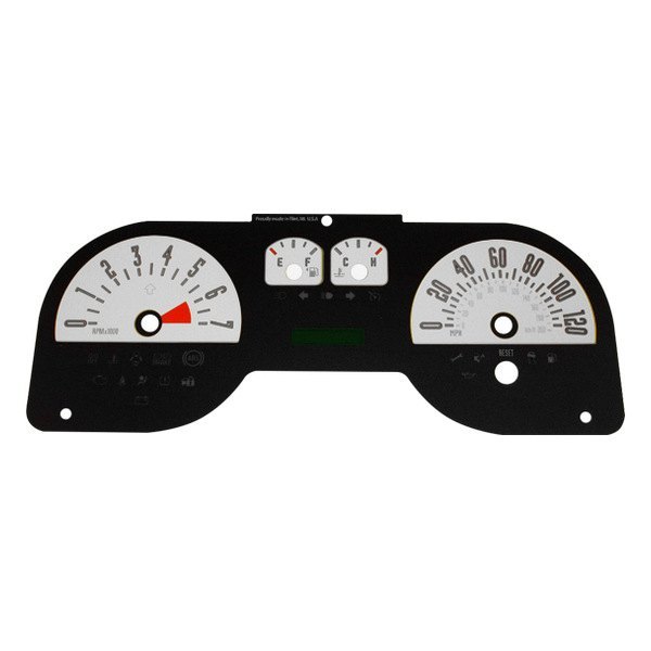 US Speedo® - Daytona Edition Gauge Face Kit with White Night Lettering Color, Silver, 120 MPH