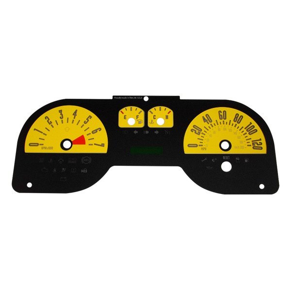 US Speedo® - Daytona Edition Gauge Face Kit with White Night Lettering Color, Yellow, 120 MPH