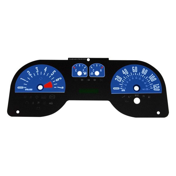 US Speedo® - Daytona Edition Gauge Face Kit with White Night Lettering Color, Blue, 120 MPH