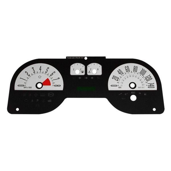 US Speedo® - Daytona Edition Gauge Face Kit with Green Night Lettering Color, Silver, 140 MPH