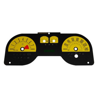US Speedo® - Daytona Edition Gauge Face Kit with Green Night Lettering Color, Yellow, 140 MPH