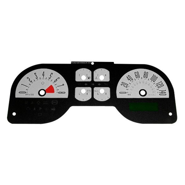 US Speedo® - Daytona Edition Gauge Face Kit with OEM Night Lettering Color, Silver, 140 MPH