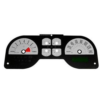 US Speedo® - Daytona Edition Gauge Face Kit with OEM Night Lettering Color, Silver, 140 MPH