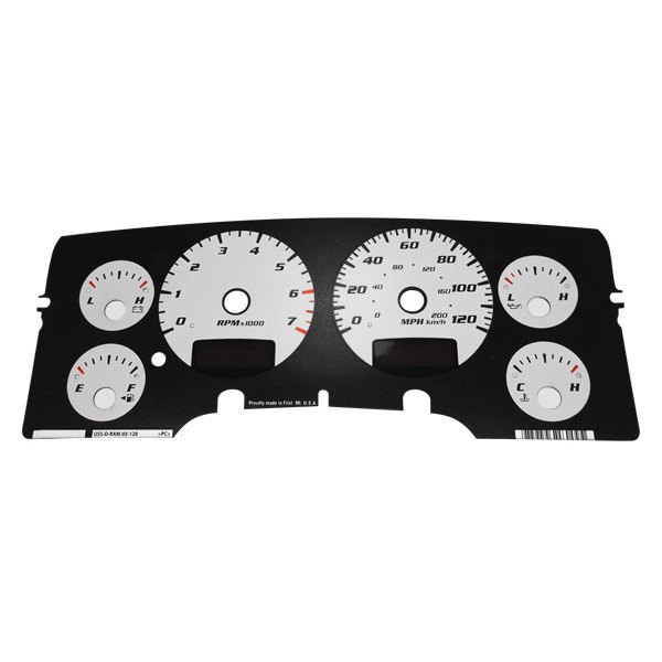 US Speedo® - Daytona Edition Gauge Face Kit with White Night Lettering Color, Silver, 120 MPH, 7000 RPM