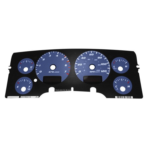 US Speedo® - Daytona Edition Gauge Face Kit with White Night Lettering Color, Blue, 120 MPH, 7000 RPM