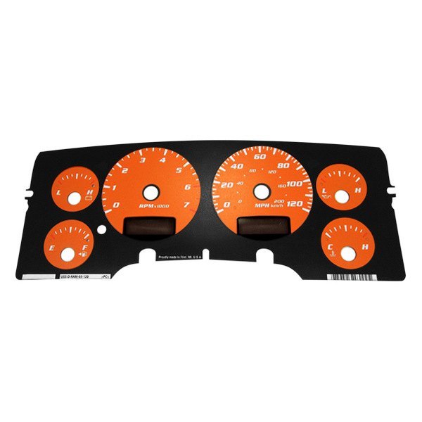 US Speedo® - Daytona Edition Gauge Face Kit with White Night Lettering Color, Orange, 120 MPH, 7000 RPM
