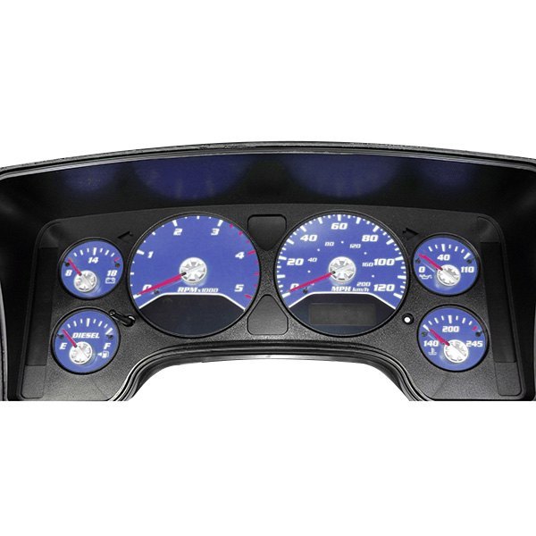 US Speedo® - Daytona Edition Gauge Face Kit with White Night Lettering Color, Blue, 120 MPH, 5000 RPM