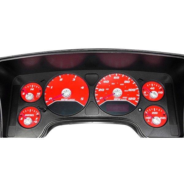 US Speedo® - Daytona Edition Gauge Face Kit with White Night Lettering Color, Red, 120 MPH, 5000 RPM