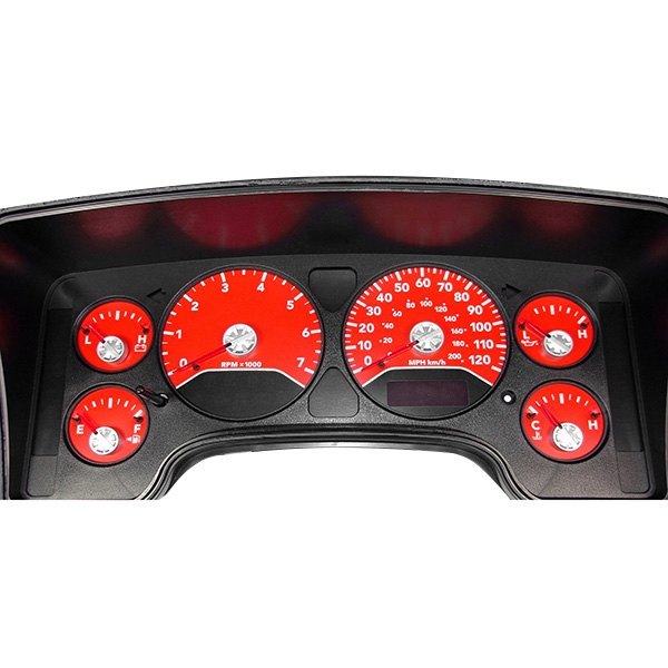 US Speedo® - Daytona Edition Gauge Face Kit with White Night Lettering Color, Red, 120 MPH, 7000 RPM