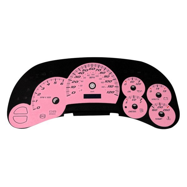 US Speedo® - Daytona Edition Gauge Face Kit with Blue Night Lettering Color, Pink, 120 MPH
