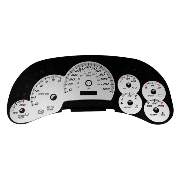 US Speedo® - Daytona Edition Gauge Face Kit with Blue Night Lettering Color, Silver, 120 MPH