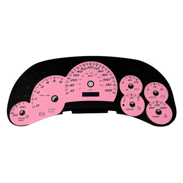 US Speedo® - Daytona Edition Gauge Face Kit with Blue Night Lettering Color, Pink, 120 MPH