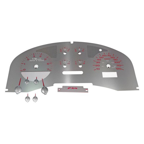 US Speedo® - Stainless Steel Gauge Face Kit with Red Numbers