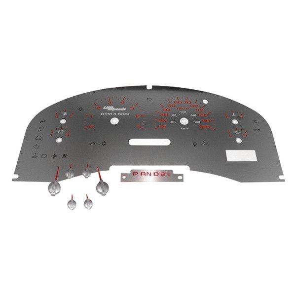 US Speedo® - Stainless Steel Gauge Face Kit with Red Numbers