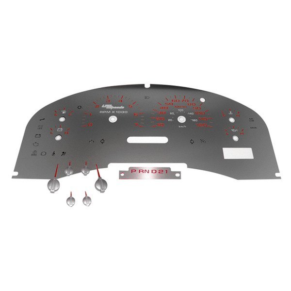 US Speedo® - Stainless Steel Gauge Face Kit with Red Numbers