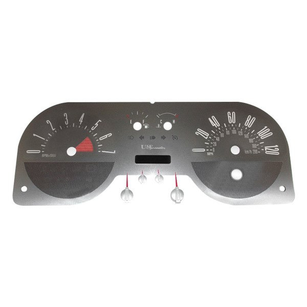 US Speedo® - Stainless Steel Gauge Face Kit with Red Numbers, 120 MPH, 7000 RPM