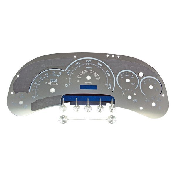 US Speedo® - Stainless Steel Gauge Face Kit with White Numbers, 120 MPH