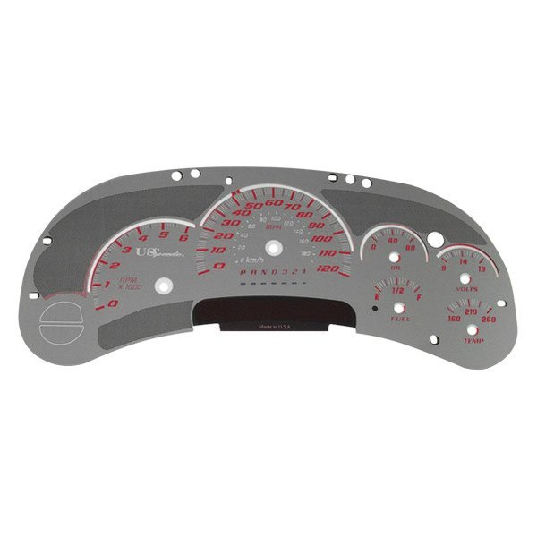 US Speedo® - Stainless Steel Gauge Face Kit with Red Numbers, 120 MPH