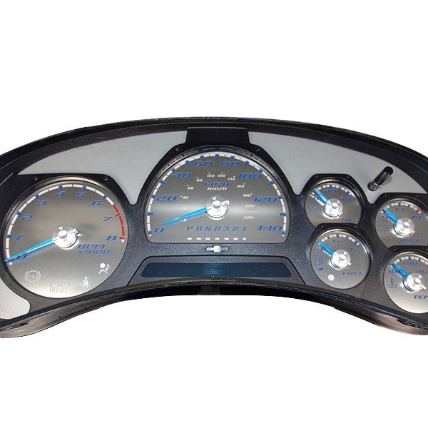 US Speedo® - Stainless Steel Gauge Face Kit with Blue Numbers, 140 MPH