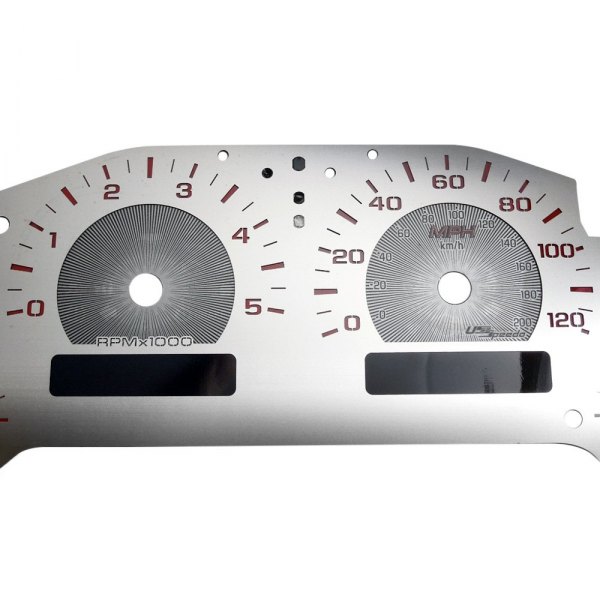 US Speedo® - Stainless Steel Gauge Face Kit with Red Numbers, 120 MPH