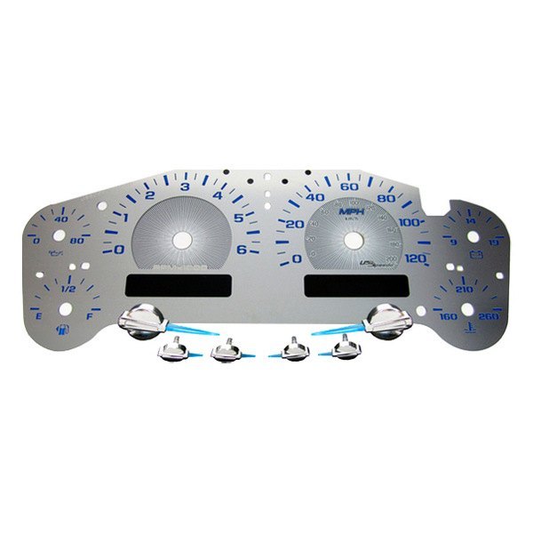 US Speedo® - Stainless Steel Gauge Face Kit with Blue Numbers, 120 MPH, 6000 RPM