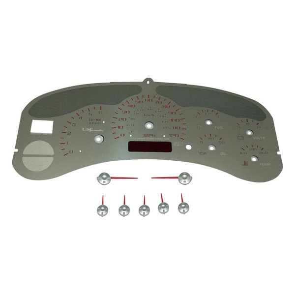 US Speedo® - Stainless Steel Gauge Face Kit with Red Numbers, 100 MPH