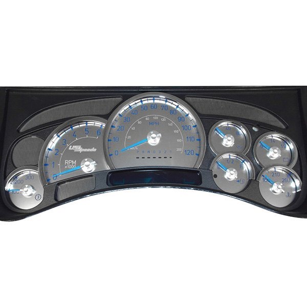 US Speedo® - Stainless Steel Gauge Face Kit with Blue Numbers
