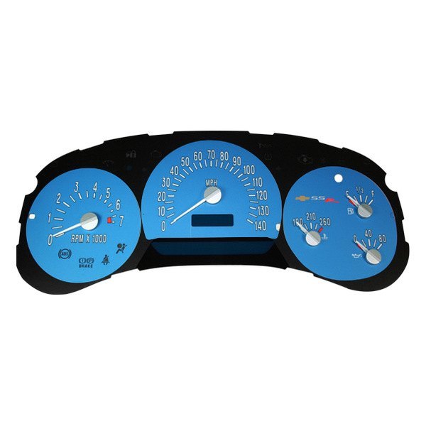 US Speedo® - Daytona Edition Gauge Face Kit with Blue Night Lettering Color, Blue, 140 MPH, 7000 RPM