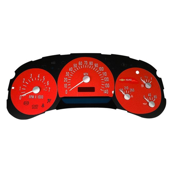 US Speedo® - Daytona Edition Gauge Face Kit with Blue Night Lettering Color, Red, 140 MPH, 7000 RPM