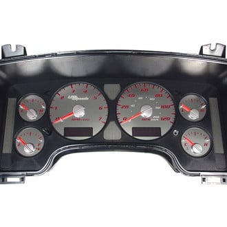 US Speedo® - Stainless Steel Gauge Face Kit with Red Numbers, 120 MPH, 7000 RPM