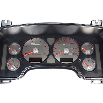 US Speedo® - Stainless Steel Gauge Face Kit with Red Numbers, 120 MPH, 5000 RPM