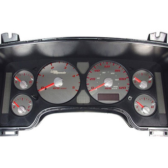 US Speedo® - Stainless Steel Gauge Face Kit with Red Numbers, 120 MPH, 5000 RPM