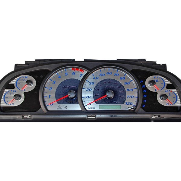 US Speedo® - Stainless Steel Gauge Face Kit with Blue Numbers, 120 MPH, 7000 RPM