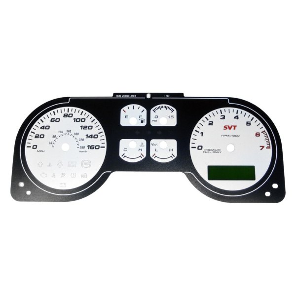 US Speedo® - Daytona Edition Gauge Face Kit with White Night Lettering Color, White, 160 MPH, 7000 RPM