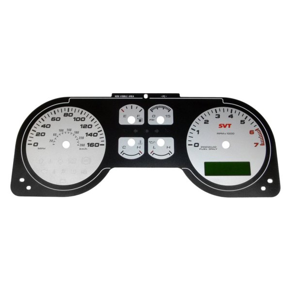 US Speedo® - Daytona Edition Gauge Face Kit with White Night Lettering Color, Silver, 160 MPH, 7000 RPM