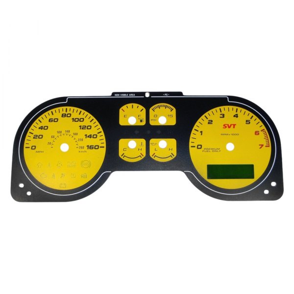 US Speedo® - Daytona Edition Gauge Face Kit with White Night Lettering Color, Yellow, 160 MPH, 7000 RPM