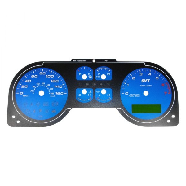 US Speedo® - Daytona Edition Gauge Face Kit with White Night Lettering Color, Blue, 160 MPH, 7000 RPM