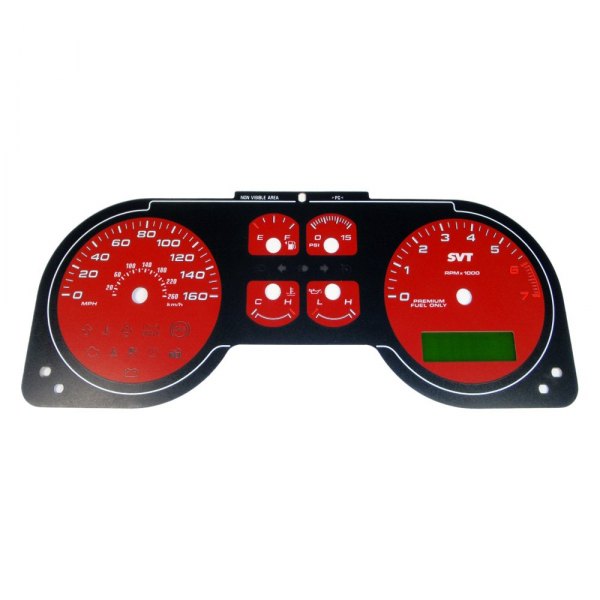 US Speedo® - Daytona Edition Gauge Face Kit with White Night Lettering Color, Red, 160 MPH, 7000 RPM