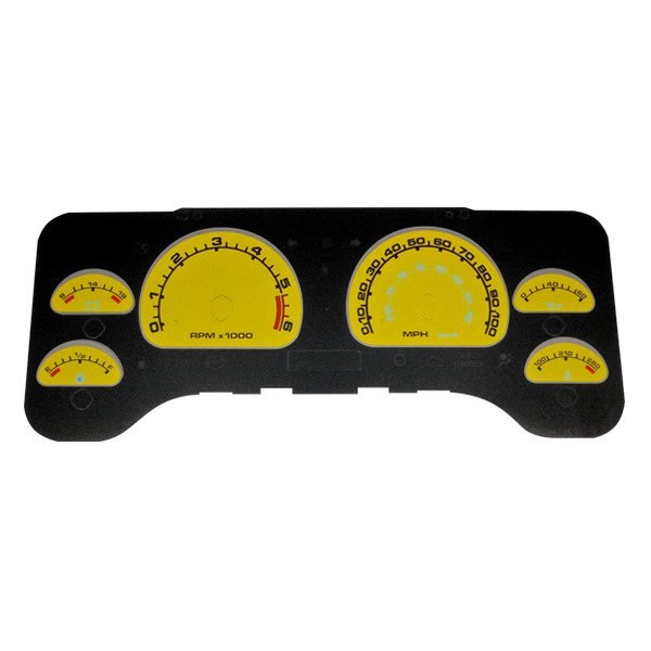 US Speedo® - Daytona Edition Gauge Face Kit with Blue Night Lettering Color, Yellow, 100 MPH
