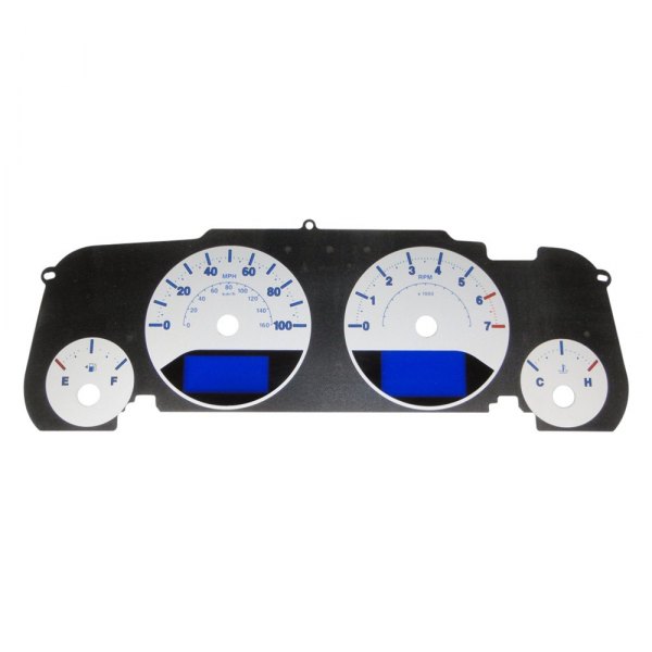 US Speedo® - Daytona Edition Gauge Face Kit with Blue Night Lettering Color, Silver, 100 MPH