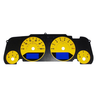 US Speedo® - Daytona Edition Gauge Face Kit with Blue Night Lettering Color, Yellow, 100 MPH