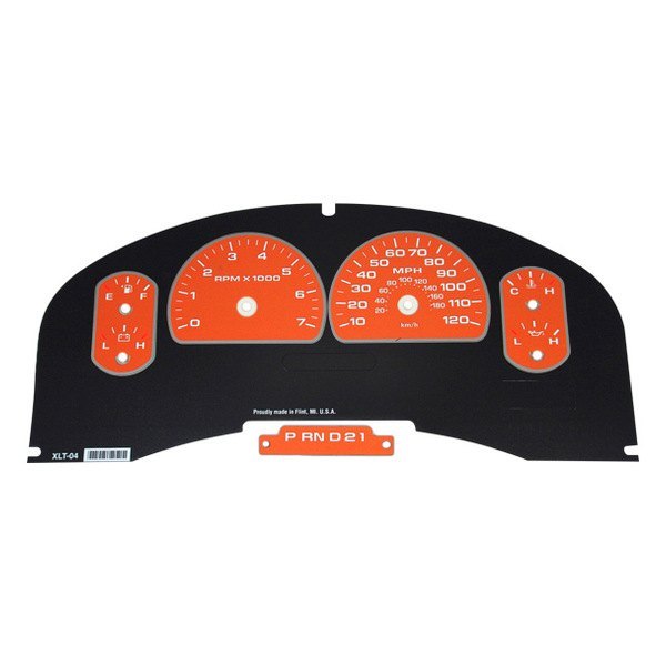 US Speedo® - Daytona Edition Gauge Face Kit with Green Night Lettering Color, Orange, 120 MPH