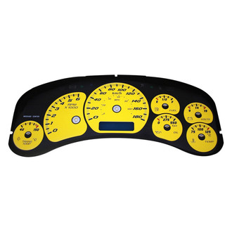 US Speedo® - Daytona Edition Gauge Face Kit with Blue Night Lettering Color, Yellow, 100 MPH