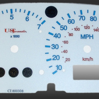 US Speedo® - Daytona Edition Gauge Face Kit with Blue Night Lettering Color, Silver