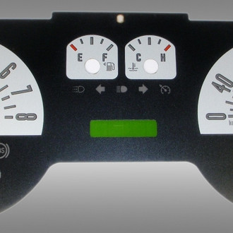 US Speedo® - Daytona Edition Gauge Face Kit with Green Night Lettering Color, Silver, 240 KMH