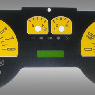 US Speedo® - Daytona Edition Gauge Face Kit with Green Night Lettering Color, Yellow, 240 KMH