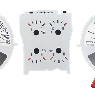 US Speedo® - Daytona Edition Gauge Face Kit with White Night Lettering Color, Red, 140 MPH