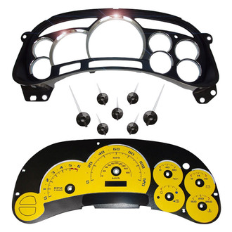 US Speedo® - Escalade Edition Gauge Face Kit with Chrome Lens, Yellow, 120 MPH